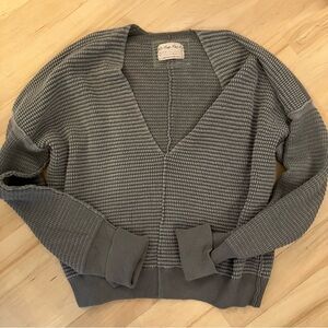 Free People Gray V-Neck Sweater